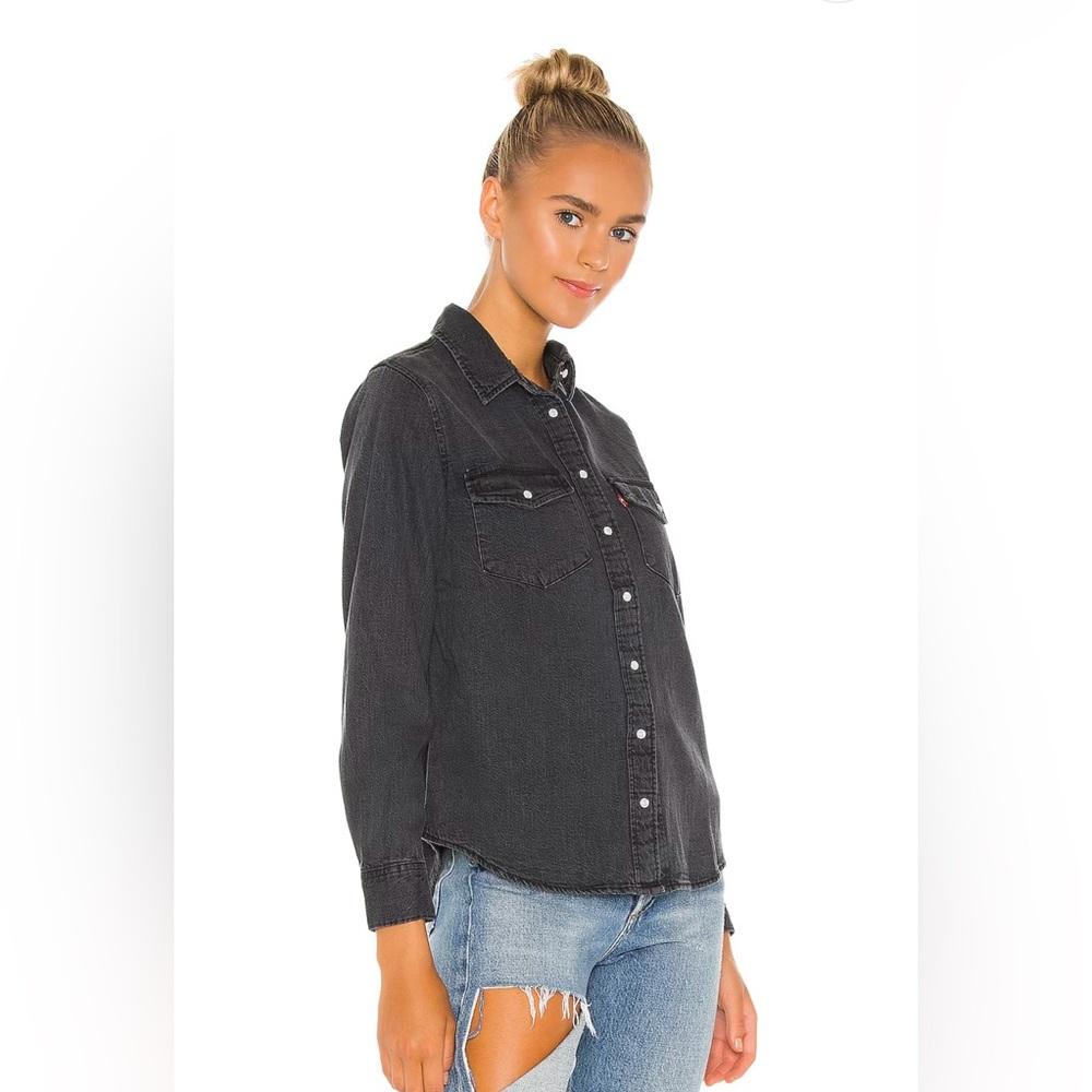 Levi's Gray Fitted Button Down Shirt with Dress Shirt Collar